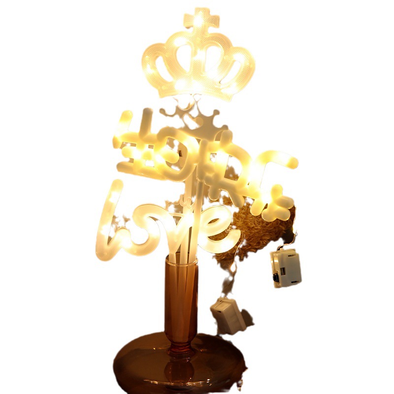 Luces decorativas, empaques para flores, luces blancas cálidas de feliz cumpleaños, luces con letras en inglés para confesiones del Día de San Valentín, empaques creativos para flores