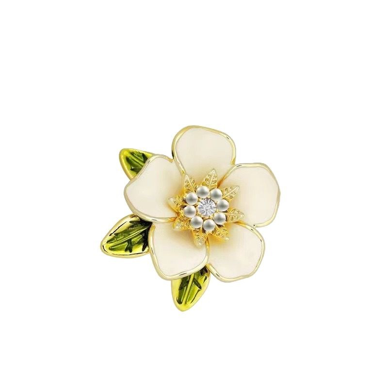 Waldstil Gardenien Blumenbrosche Mit Legierung Perlen Und Diamanten_voghion.com