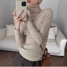 精纺羊毛女式高领打底衫早秋新款修身显瘦简约高级感针织衫内搭潮