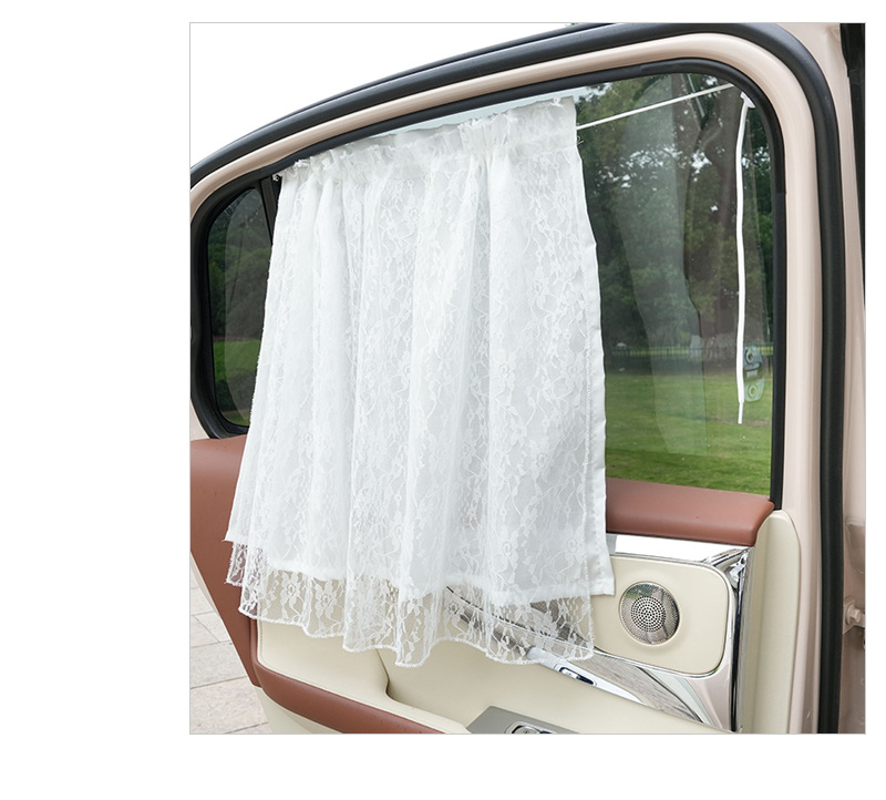 Lace Double-Layer Car Curtains, Baby Sun Protection and Heat Insulation Car Sunshades, Hanging Car Privacy Curtains