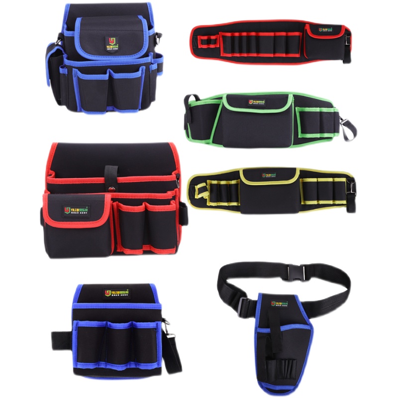 Riñonera de lona para hombre, electricista multifuncional, taladro eléctrico especial, kit de herramientas, papel tapiz, carpintería, hermosa costura, orejas, diagonal de un hombro