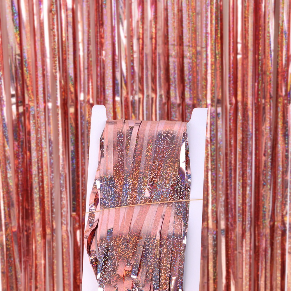 Fiesta de bodas Decoración de la pared de fondo de cumpleaños Diseño de accesorios para engrosar la lluvia láser cortina de color color flecos image 13