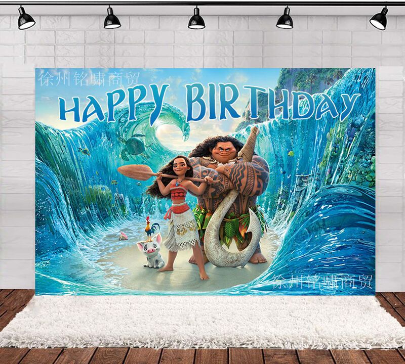 Ocean Wonder New Princess Moana Children's Birthday Theme Photo Photography Background Cloth Decorative Banner Wholesale Ocean Wonder New Princess Moana Children's Birthday Theme Photo Photography Background Cloth Decorative Banner Wholesale