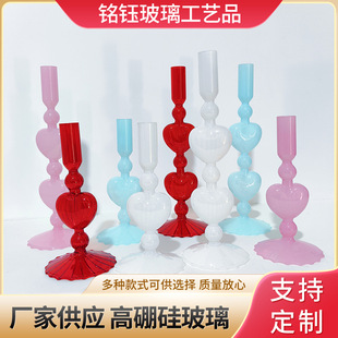 Home decoration glass candlestick simple Nordic romantic wedding Candlestick French retro glass candlestick