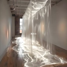 婚庆纱幔流光纱吊顶装饰水光纱婚礼白色透明水晶纱背景纱幔