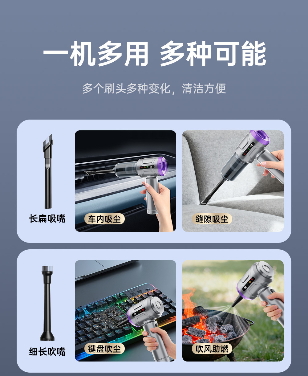 Car Vacuum Cleaner, Car Wireless Handheld Portable Dust Blower, Brushless Large Blowing and Suction Integrated Digital Display Dust Collector
