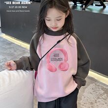 女童秋装卫衣卡通新款儿童洋气韩版网红女孩秋冬加厚加绒百搭上衣