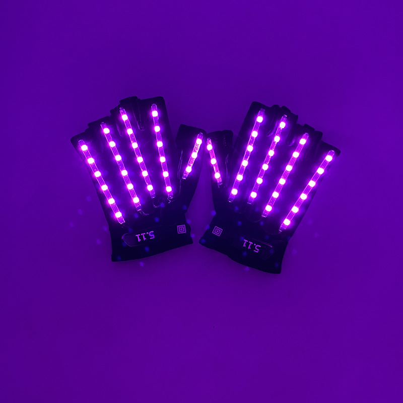 #547 5V多功能-led金刚狼手套(充电款)-七彩流水款