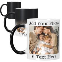 跨境11OZ 300-350ml黑杯白杯变色杯咖啡马克杯子DIY logo礼品杯子