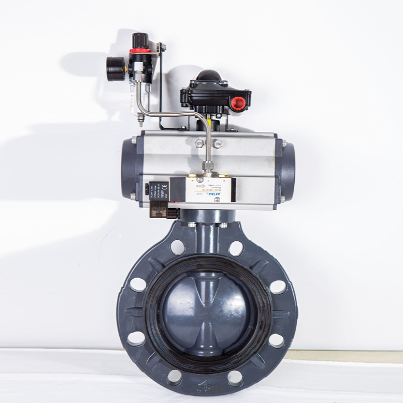 常温常压软密封D71X-16Q蝶阀蜗轮传动塑料蝶阀门气动法兰蝶阀单向