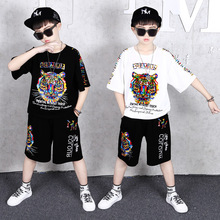洋气儿童短袖套装潮童装男童两件套2024新款夏装小孩帅气运动服潮