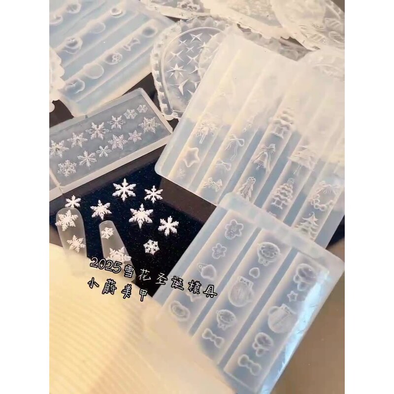 Nail Art Embossed Silicone Mold Snake Safety Buckle Butter Bear Snowflake Mushroom Lotus Lily Ice Flower Nail Sticker