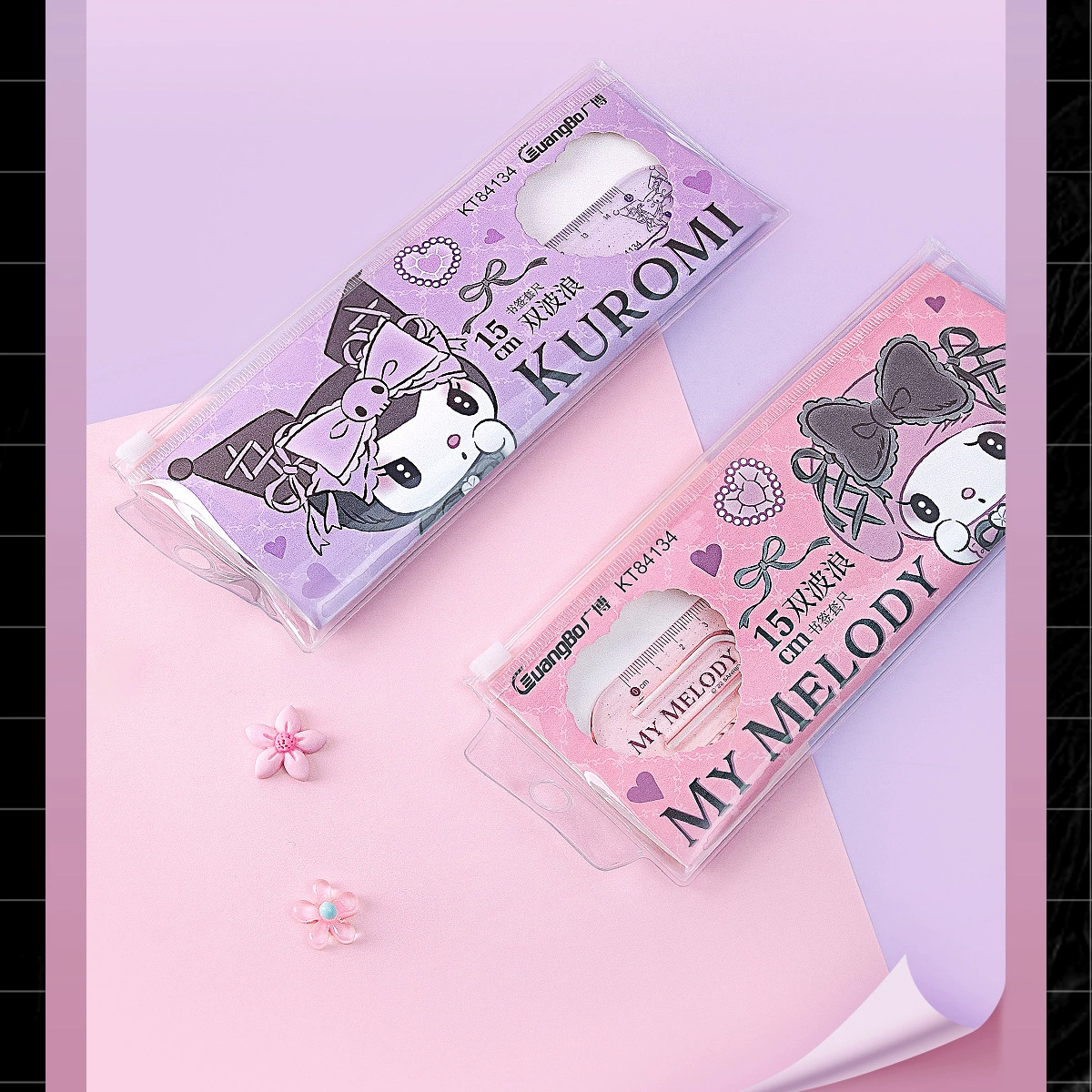 Kulomi Sanrio Набор закладок линейка 15 см милый студенческий набор канцелярских принадлежностей линейка ручной счет линейка для рисования набор из четырех предметов
