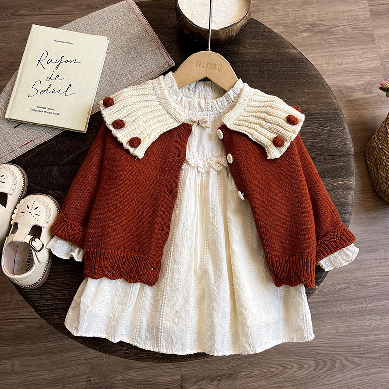 女童针织开衫春秋新年衣服圣诞儿童秋装上衣女宝宝毛衣外套秋冬款|undefined