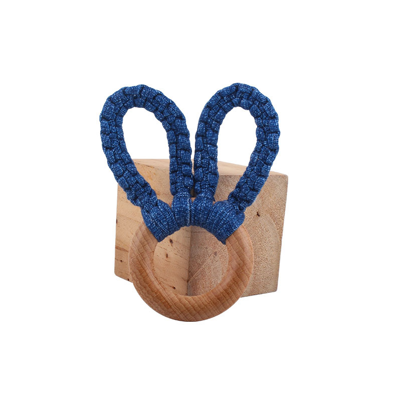 DIY bebé creativo Haya Orejas de conejo mordedor pulsera tejida a mano de algodón cuerda juguete dientes de bebé palo de molienda