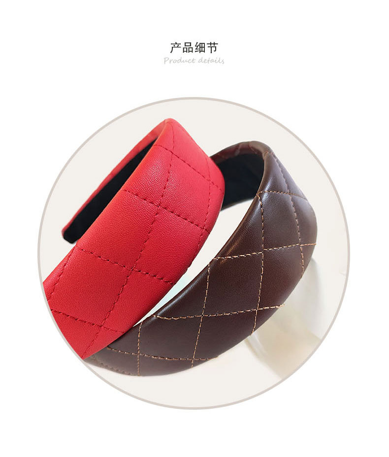 Korean Solid Color Crimping Leather Broad-sided Headband display picture 3