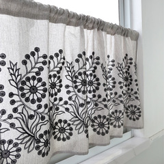 Beautiful elements, antique style pure cotton embroidered curtains, kitchen half curtains, no punching, rod decoration hanging curtains factory wholesale