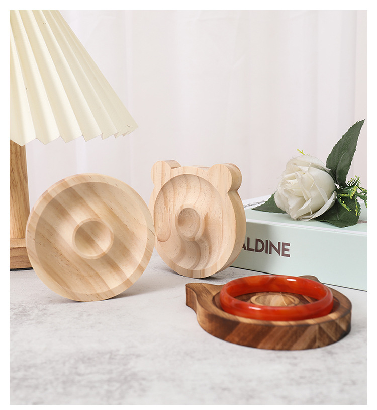 Simple Style Round Square Wood Jewelry Tray 1 Piece display picture 4