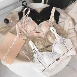 蕾丝乳胶薄杯大胸显小无钢圈文胸罩聚拢调整型收副乳女士内衣6012