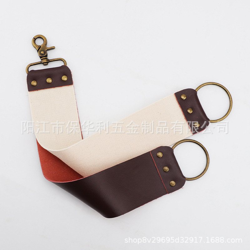 공장 공급 어두운 다크 브라운 소 가죽 코튼 웨빙 더블 레이어 이중 목적 날카로운 천 이발사 구식 면도기 스윙 천