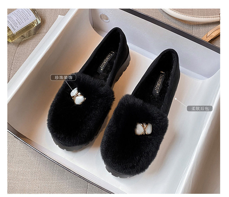 Giày búp bê nữ lót lông giữ ấm đế dày gót 3-5 cm — Màu xám, Màu đen chi tiết 5
