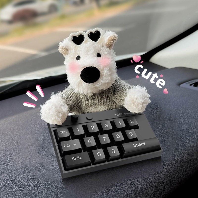 Tarjeta de estacionamiento temporal del automóvil lindo West Highland Puppy Keyboard Teléfono del automóvil Número de matrícula Decoración del automóvil Mover el automóvil