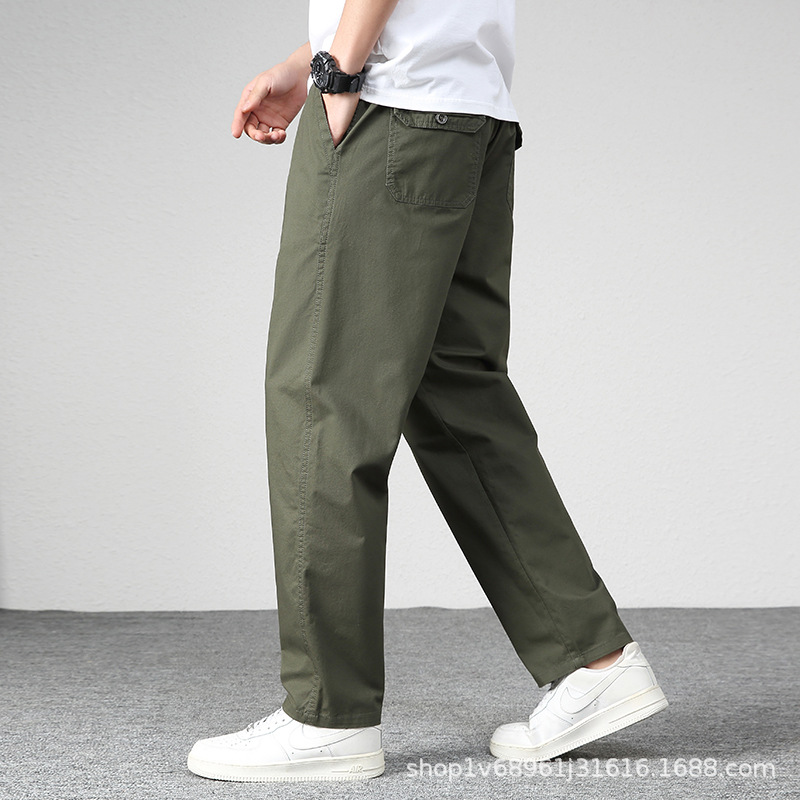 Pantalones casuales de los hombres de Zoruan pantalones de los hombres de primavera pantalones sueltos rectos de mediana edad pantalones elásticos de algodón Pantalones