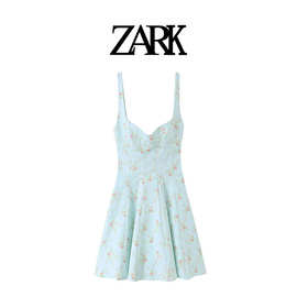 ZARK 欧美新款花朵印花府绸短连衣裙 跨境外贸女装批发 2050307