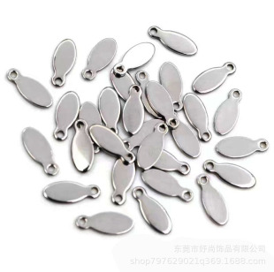 Stainless Steel Bowling Pendant Oval Tag DIY Jewelry Accessories
