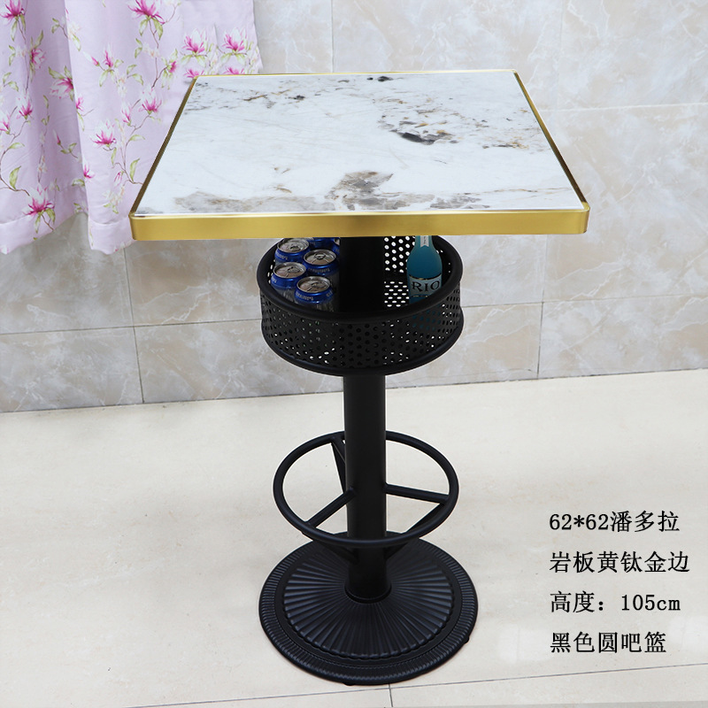 大理石の高いバーのテーブルと椅子の組み合わせ岩板石英石の高足テーブルは静かにしましょうKTV散台テーブルと椅子|undefined