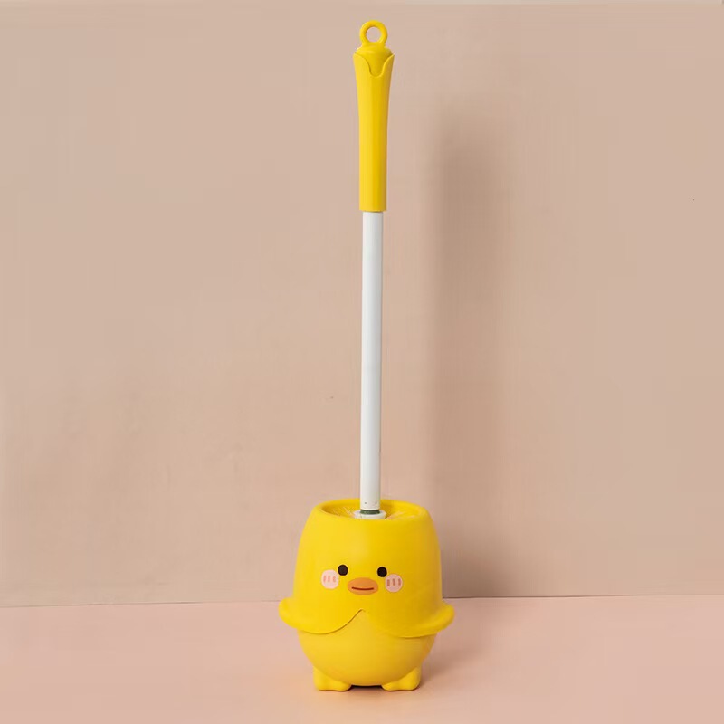 新しいかわいいトイレブラシ家庭用死角なし漫画トイレブラシ浴室しゃがみトイレロングハンドルプレスクリーニングブラシ|undefined