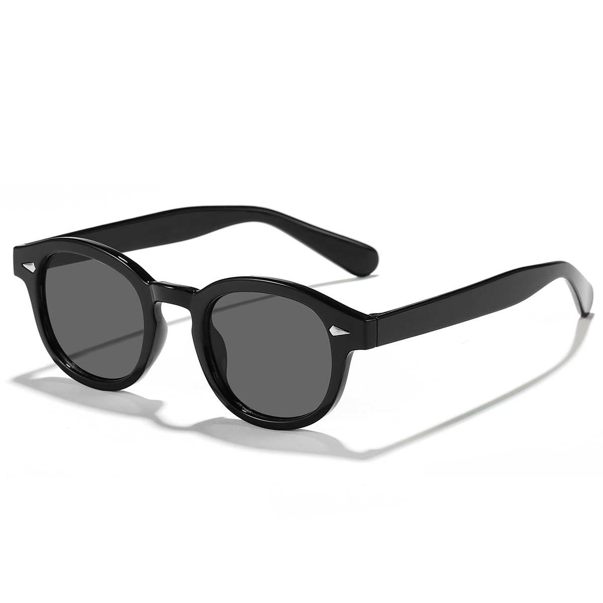 Nuevo clavo beige retro pequeño marco redondo océano pieza hombres y mujeres de moda todo-fósforo UV prueba gafas de sol