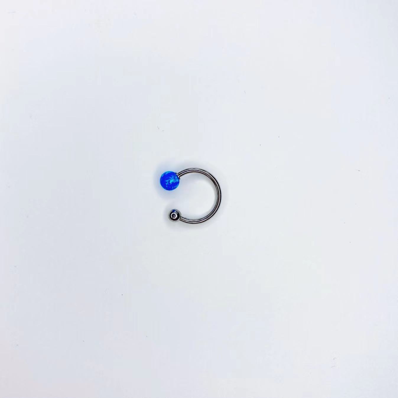 Opal Lip Ring Horseshoe Ring 316L Surgical Steel Lip Piercing Jewelry 12mm 1.2mm detail image 12