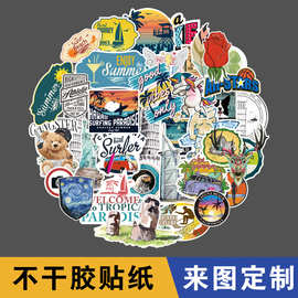 手账卡通镭射PET字母PVC烫金复古可爱行李箱儿童贴纸sticker定制