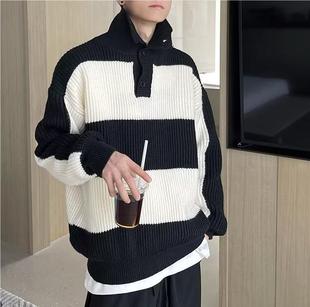 Autumn and winter new explosions men's sweater Hong Kong style sweater shirt collar fake two-piece jacket Korean coat a generation of hair