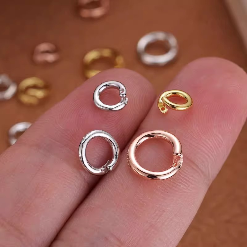 s925纯银圆圈圆环扣头连接圈 项链手链挂吊坠DIY配件扣子加粗圈扣