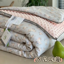 韩国出口企鹅暖绒豆豆被子可机洗ins 复古小碎花全棉春秋大豆被芯