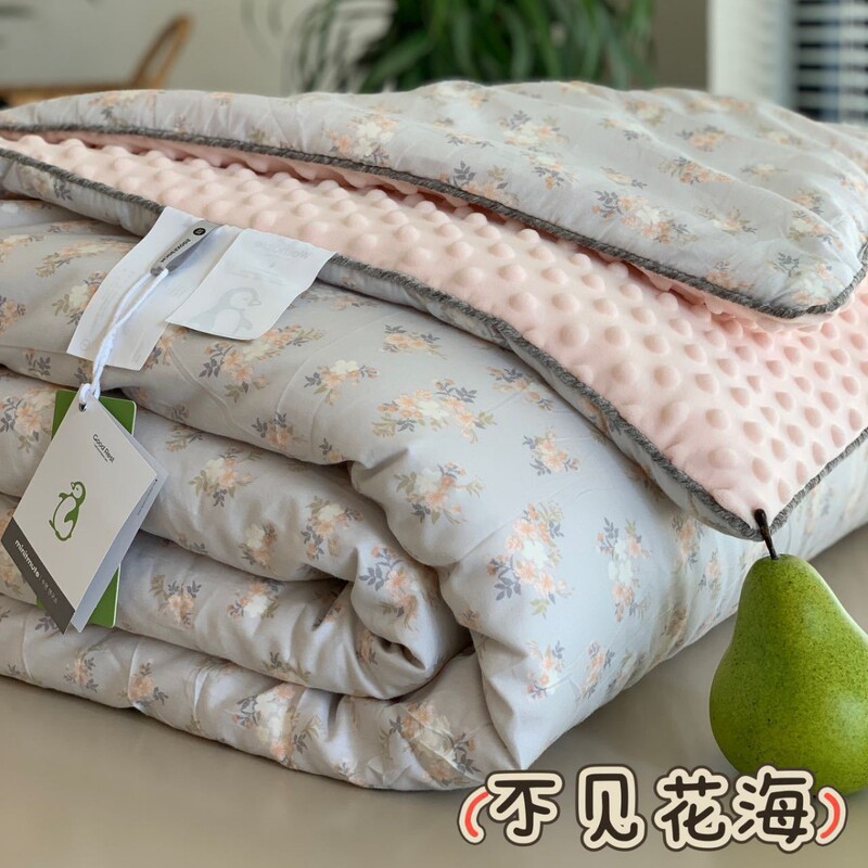 韩国出口企鹅暖绒豆豆被子可机洗ins 复古小碎花全棉春秋大豆被芯|undefined