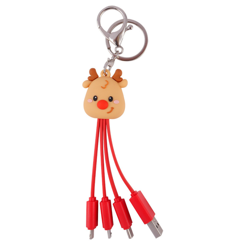 クリスマスデータケーブルかわいい携帯キーホルダークリスマス充電線少女心はアップルのアンドロイド携帯電話に適している|undefined