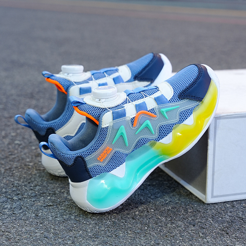 Baskets de running enfant en cuir avec fermeture rotative_voghion.com