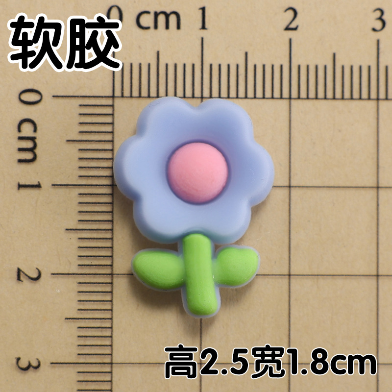 부드러운 접착제 푸른 꽃 2.5x 1.8cm