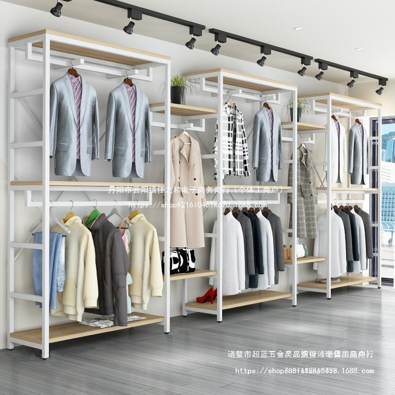 角钢衣柜服装店展示架落地式双层挂衣架童装男女服装店陈列架衣服