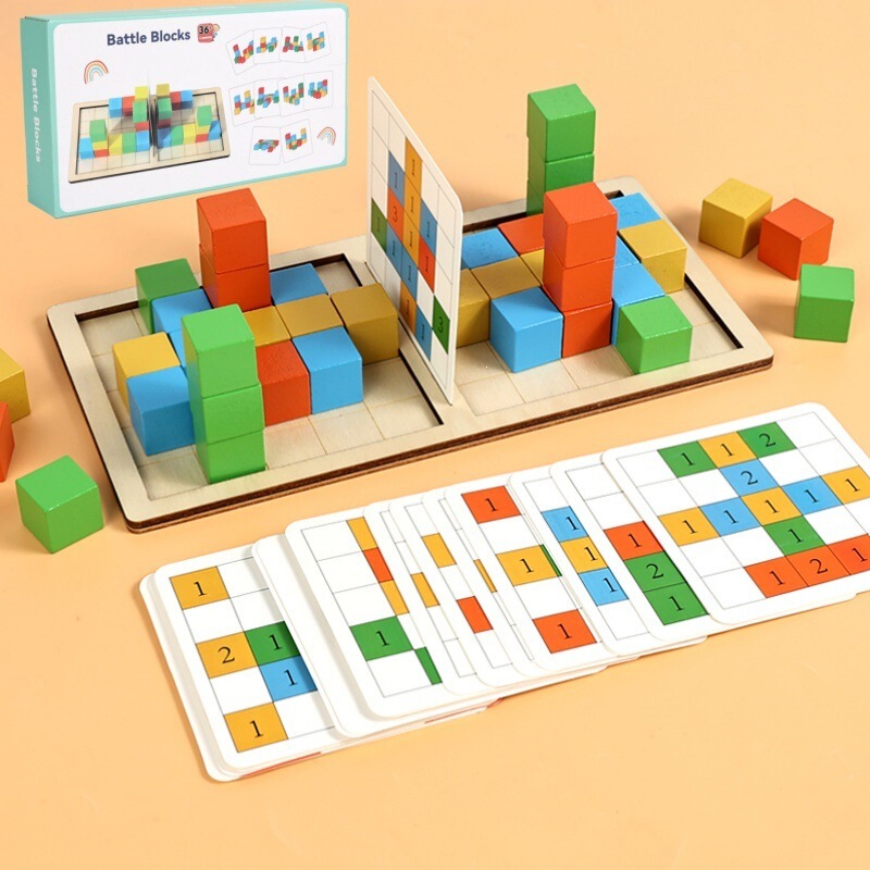 Cpc Ce Educational Building Block Board Game, Two-Player Battle, Logical Thinking Training Toy, Wooden Blocks, Early Education Teaching Aids