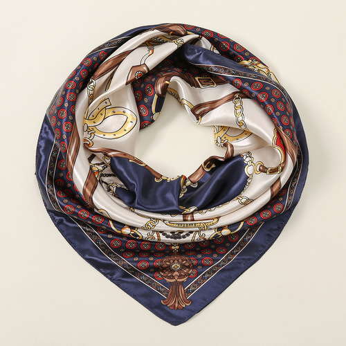 New cross-border European and American-style printed silk-look 90x90 cm square scarf—stylish, trendy, versatile headscarf/necktie/silk scarf for women