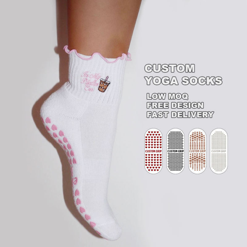 High-Quality Cotton Pilates Grip Socks, Professional Non-Slip Crew Yoga Socks, Custom Logo Women's Socks High-Quality Cotton Pilates Grip Socks, Professional Non-Slip Crew Yoga Socks, Custom Logo Women's Socks