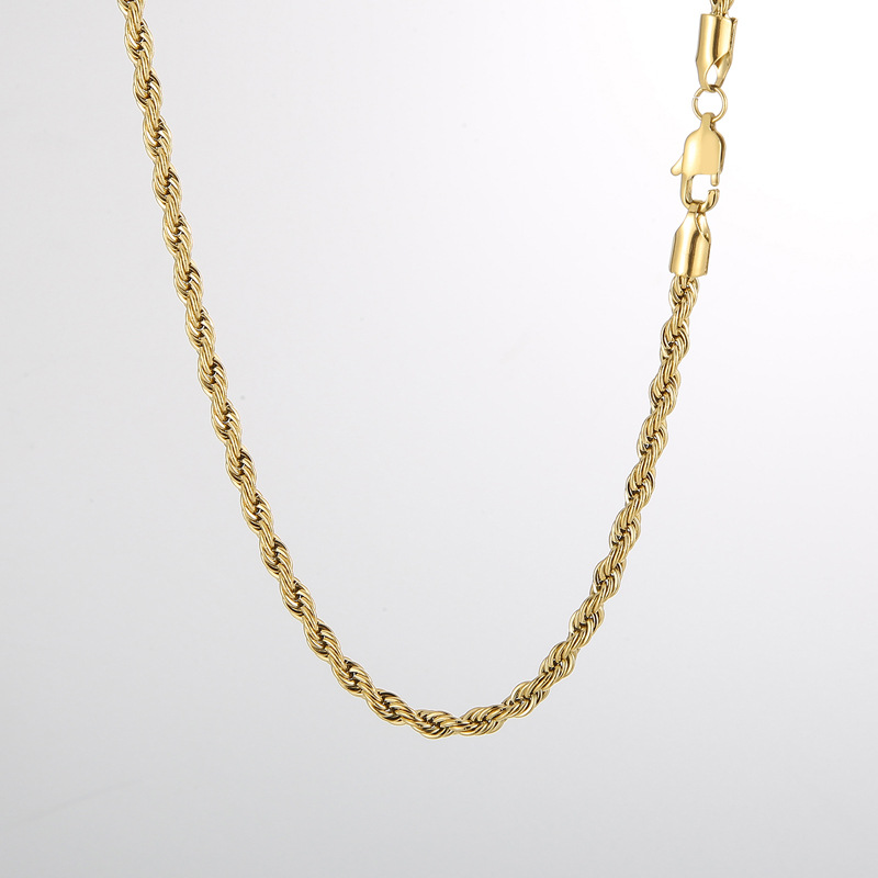 13g Weight Vacuum Plating Gold Plating Process Simple Style Twist Stainless Steel Plating 18K Gold Plated Women'S Necklace