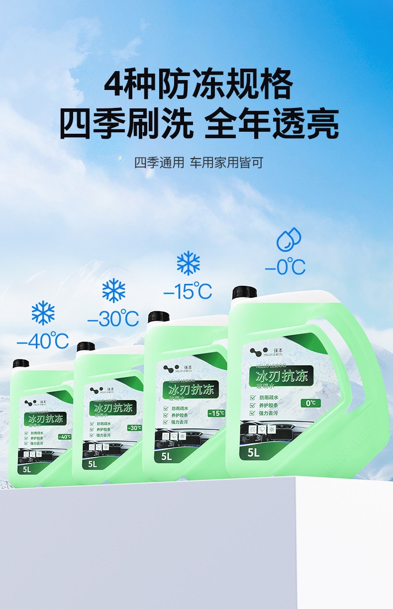 Leben Car Glass Cleaner Powerful Stain Remover and Oil Film Remover Wiper Fluid Car Use Insect Glue Ethanol Concentrate Winter Antifreeze