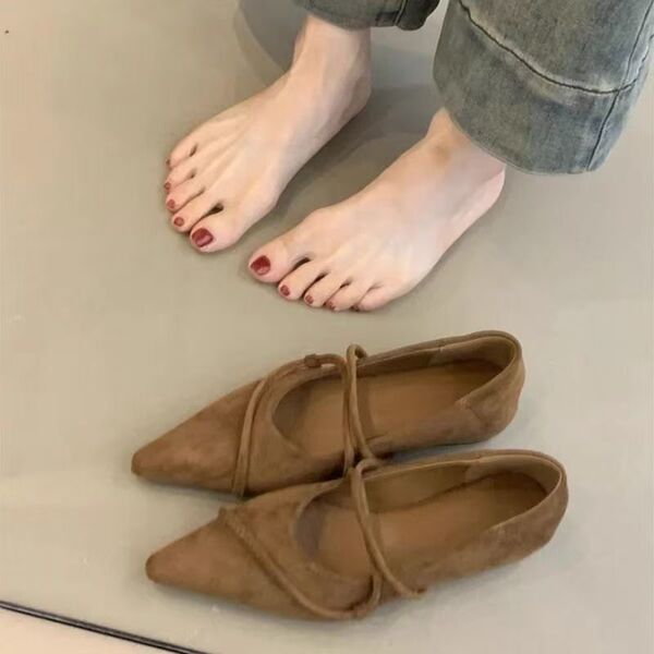 Fashionable universal shoes pointed-toe low-cut with hidden heel…
