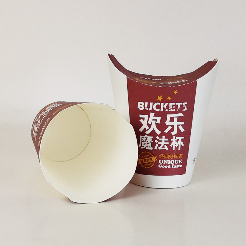 Taza de papas fritas, taza mágica desechable, taza de embalaje de papas fritas, huevo, pollo, caja de embalaje de bocadillos cuadrados