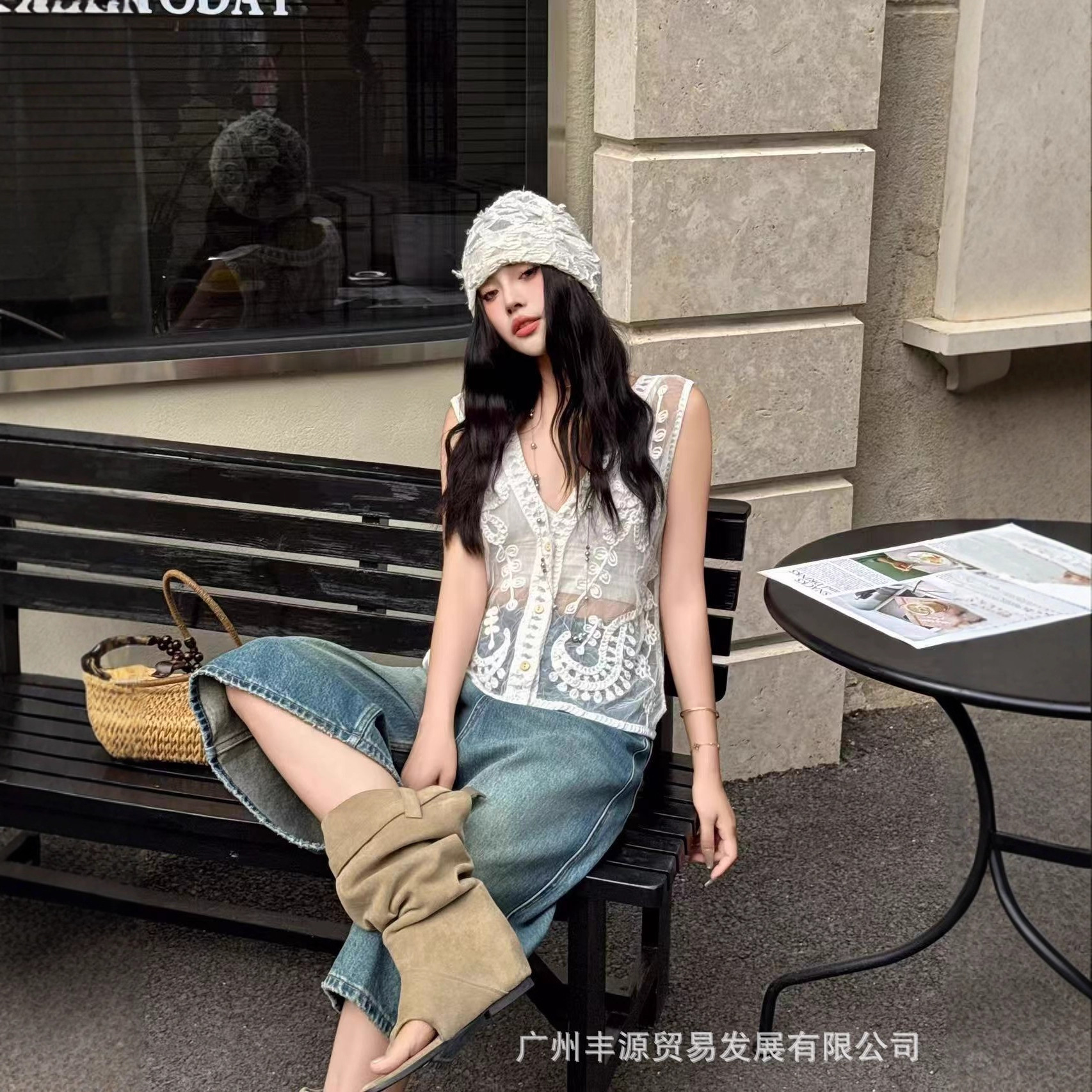 Sweet Mesh Cut Out Crochet V Neck Layered Thin Vest for Women Summer New Pure Color Inner Vest Top Trendy